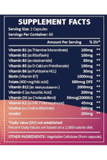 Totaria Healt B Complex Plus with Vitamin B1, B2, B3 (Niacinamide), B4, B5, B6, B7 (Biotin), B8 (Inositol), B9 (Folate), B12, C, D3, K2 - Energy, Nerve, Immune, Skin Support - 120 Vegan Capsules.Abd Menşei.