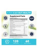 Totaria Healt  Gut Health  120 Capsul Probiotics, Prebiotics, Postbiotics  Digestive Enzymes for Women  Men, 60 Billion CFU Probiotics for Gut and Digestion, Strong Immunity, Skin.