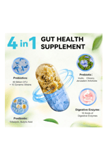 Totaria Healt  Gut Health  120 Capsul Probiotics, Prebiotics, Postbiotics  Digestive Enzymes for Women  Men, 60 Billion CFU Probiotics for Gut and Digestion, Strong Immunity, Skin.