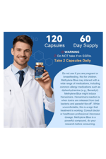 Totaria Healt Methylene Blue 120 Capsul 13 in 1 Upgrade Patented Brain Formula with Vitamin C Ester, Bacopa, Phosphatidylserine, Omega-3 Fatty Acids - Memory, Focus, Clarity, Cognitive.