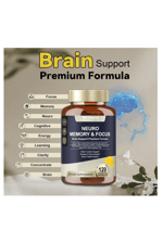 Totaria Healt  Neuro Memory Focus 120 Capsul Brain Health Daily Brain Nootropic Cognitive with L-Tyrosine, Bacopa Monnieri, Ginkgo Biloba, Alpha GPC.