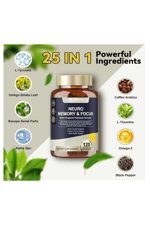Totaria Healt  Neuro Memory Focus 120 Capsul Brain Health Daily Brain Nootropic Cognitive with L-Tyrosine, Bacopa Monnieri, Ginkgo Biloba, Alpha GPC.