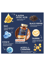 Totaria Healt R Alpha Lipoic Acid 600mg with NAC - ALA  Antioxidant  Neuropathy, Nerve Health, Cell Energy, Anti-Aging, Vegan 120 Capsul.58.