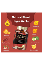 Totaria Healt  Red Yeast Rice 2000mg with CoQ10 120 Capsul Citrinin Free Extract Red Yeast Rice CoQ10 100 Plus Citrus Bergamot - Cholesterol Lowering.