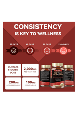 Totaria Healt  Red Yeast Rice 2000mg with CoQ10 120 Capsul Citrinin Free Extract Red Yeast Rice CoQ10 100 Plus Citrus Bergamot - Cholesterol Lowering.