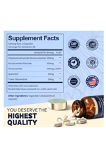 TOTARİA NMNH NMN Niacinamide  Quercetin, Trans-Resveratrol, Support NAD+, Skin Cell Health*, Anti-Aging & Energy, 120 Capsul.50.