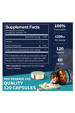 Totaria TUDCA Bile Salts 1200mg  120 Capsules, 60 Servis  Ultra Strength Pure TUDCA Liver , Liver and Gallbladder Cleanse.Made ın Usa.4046