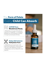 Triquetra Organic Kids L-Methylfolate + Methyl B12 Cofactor-MTHFR Sublingual Form-5-MTHF, Superior Form of Folate-Adjustable Dosing for All Ages-Mood,Behavior,Cognition 30ml.