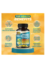VEGATOT Organic NAD+ Boosting Complex 150 Capsul with Resveratrol, Turmeric, Quercetin, Rosemary Bilberry Sage Green Tea.Usa Menşei.44.