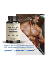 VINATURA HMB 3000mg and Vitamin D3 Muscle Growth  Recovery - Vitamin D3 (1600 IU) - 120 Capsules.Usa Menşei.