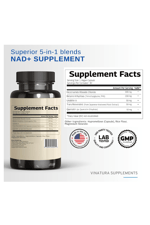 VINATURA NAD Nicotinamide Riboside Resveratrol with Urolithin A and TMG - Advanced NAD+ for Women  Men, Supports Anti-Aging - 30 Vegan Capsul.