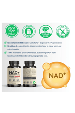 VINATURA NAD Nicotinamide Riboside Resveratrol with Urolithin A and TMG - Advanced NAD+ for Women  Men, Supports Anti-Aging - 30 Vegan Capsul.