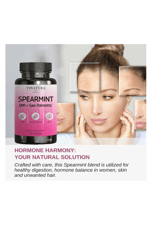 VINATURA Spearmint Leaf- Enhanced with DIM  Saw Palmetto, for Unwanted Hair, Women' Health  Skin *USA Made Tested- 1380mg  60 Capsul.Abd