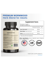 VINATURA Wormwood Black Walnut Clove- Cleanse, Detox, Intestinal Guard Formula, with Wormwood herb, Black Walnut Extract Combination, 60 Capsul.Abd Menşei