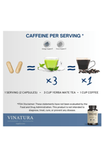 VINATURA Yerba Mate, Taurine - 1400mg - Natural Caffeine & Energy  Enhanced Vitamın B Complex - 60 Capsul.52.