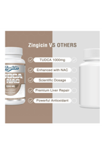 Zingicin TUDCA with N.A.C 1200mg - 60 Capsules,Powerful TUDCA Bile Salt Plus N-Acetyl-Cysteine.Usa Amazon Best Seller.50.