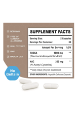 Zingicin TUDCA with N.A.C 1200mg - 60 Capsules,Powerful TUDCA Bile Salt Plus N-Acetyl-Cysteine.Usa Amazon Best Seller.50.