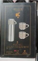 FELLER 3 Bardaklı Çelik Termos Set (500 ML)