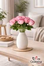 10 Adet Şakayık Çiçekten Oluşan Şakayık Demeti – 40 cm Premium Yapay Çiçek Buketi