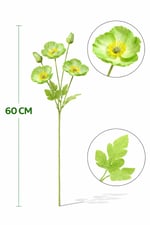 2 Adet 60 CM Açık Yeşil Yapay Gelincik Çiçeği – Gerçek Dokulu Dekoratif Tek Dal Çiçek