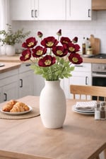 2 Adet 60 cm Yapay Bordo Gelincik Dalı – 3 Çiçekli Gerçek Dokulu Dekoratif Çiçek | Bordo Ton