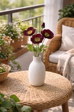 2 Adet 60 cm Yapay Bordo Gelincik Dalı – 3 Çiçekli Gerçek Dokulu Dekoratif Çiçek | Bordo Ton