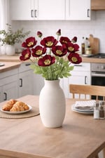 2 Adet 60 cm Yapay Bordo Gelincik Dalı – 3 Çiçekli Gerçek Dokulu Dekoratif Çiçek | Bordo Ton