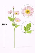 2Adet Yapay Pembe Gelincik Dalı 60 cm – Yapay Çiçek, Gerçekçi Görünümlü Salon ve Vazo Dekoru