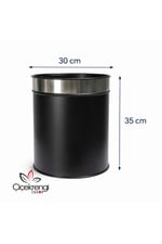 30x35 cm Metal Saksı Gümüş Detaylı Siyah Dekoratif Saksı – Modern Tasarım Büyük Boy Saksı