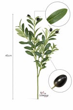 45 cm Premium Yapay Zeytin Dalı – Gerçekçi Zeytin Meyveli Dekoratif Dal | Vazo & İç Mekan Dekoru