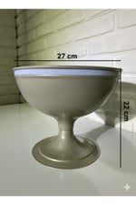 Dekoratif Ekru Metal Ayaklı Saksı 27 cm