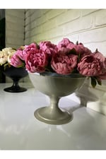 Dekoratif Ekru Metal Ayaklı Saksı 27 cm