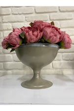 Dekoratif Ekru Metal Ayaklı Saksı 27 cm