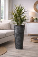 Kumsal Yer Vazosu Saksı Antrasit 60 cm İç Hazneli 5.5 Litre Büyük Boy Dekoratif Saksı