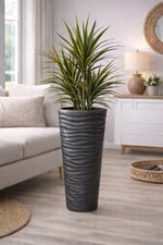 Kumsal Yer Vazosu Saksı Antrasit 80 cm 18.7 Litre İç Hazneli Büyük Boy Dekoratif Saksı