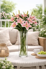 Premium 75 cm Yapay Pembe Lilyum Çiçeği – Gerçekçi Dokulu Dekoratif Tek Dal