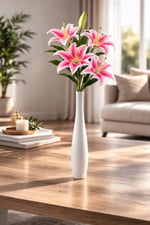 Premium 75 cm Yapay Pembe Lilyum Çiçeği – Gerçekçi Dokulu Dekoratif Tek Dal