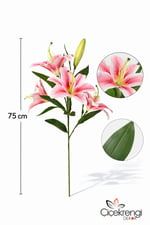 Premium 75 cm Yapay Pembe Lilyum Çiçeği – Gerçekçi Dokulu Dekoratif Tek Dal