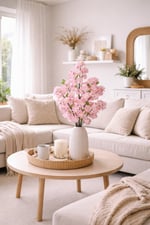 Premium 90 cm Pembe Kiraz Çiçeği Yapay Dal – Gerçekçi Dekoratif Sakura Çiçeği Dalı