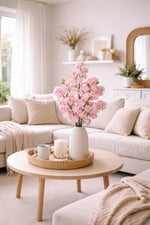 Premium 90 cm Pembe Kiraz Çiçeği Yapay Dal – Gerçekçi Dekoratif Sakura Çiçeği Dalı