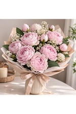 Premium Açık Pembe Şakayık Yapay Çiçek 70 cm – 2 Çiçekli 1 Tomurcuklu Dekoratif Dal,