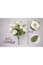 Premium Beyaz Lisyantus Yapay Çiçek Demeti 55 cm | Gerçek Görünümlü Dekoratif Bir Demet Çiçek