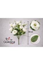 Premium Beyaz Lisyantus Yapay Çiçek Demeti 55 cm | Gerçek Görünümlü Dekoratif Bir Demet Çiçek