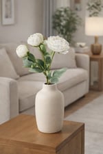 Premium Beyaz Şakayık Yapay Çiçek 70 cm – 3 Çiçekli Dekoratif Dal Şakayık,