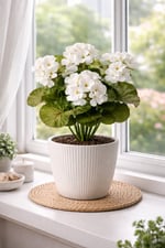Premium Beyaz Sardunya Demeti 40 cm – Gerçekçi Yapay Sardunya Çiçeği Dekoratif Buket