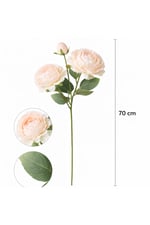 Premium Krem Şakayık Yapay Çiçek 70 cm – 2 Çiçekli 1 Tomurcuklu Dekoratif Dal,