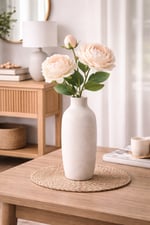 Premium Krem Şakayık Yapay Çiçek 70 cm – 2 Çiçekli 1 Tomurcuklu Dekoratif Dal,