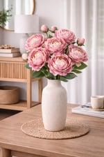 Premium Pembe Şakayık Yapay Çiçek 70 cm – 2 Çiçekli 1 Tomurcuklu Dekoratif Dal,