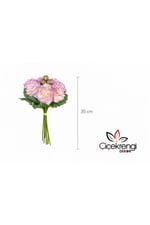 Premium Pembe Şakayık Yapay Çiçek Gelin Buketi 35 cm – Tomurcuklu Gerçek Görünümlü Dekoratif Buket