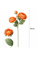 Premium Turuncu Şakayık Yapay Çiçek 70 cm – 2 Çiçekli 1 Tomurcuklu Dekoratif Dal,